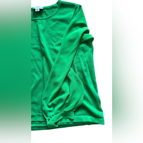 CeCe Emerald Green Blouse Size L Chiffon Tie Sleeve Top - Picture 4 of 7